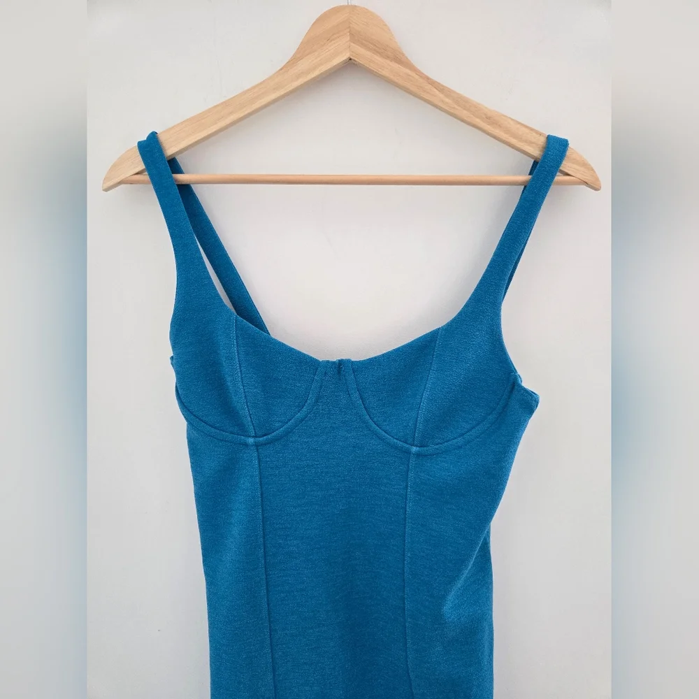 NWT Zara Teal Bodycon Mini Dress – Sleeveless Bustier Fit, Size S - Picture 3 of 4